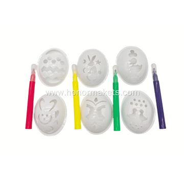 6PCS Easter Egg Stencils with 4PCS Water Color Pen
